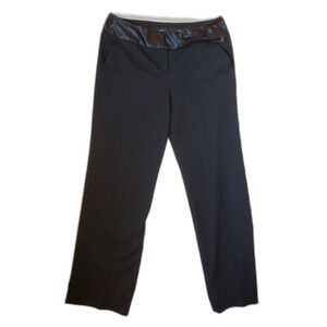 Sharagano Collection black dress pants with satin waistband, sz 12, inseam 31 in